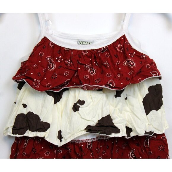 Ann Loren by JE Designs Girls 2pc Set sz 9/10 Western Ruffle Layer Cow Bandana - Picture 3 of 13